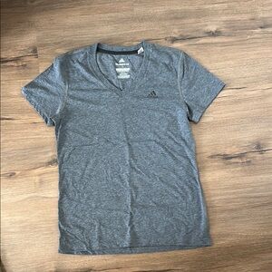 Adidas Heather Gray V-Neck Tee